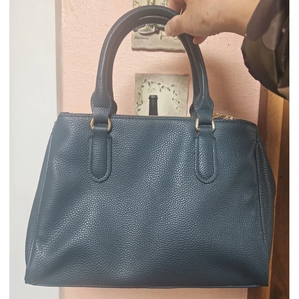 NANETTE LEPORE‎ convertible faux leather pebbled textured tote handbag green